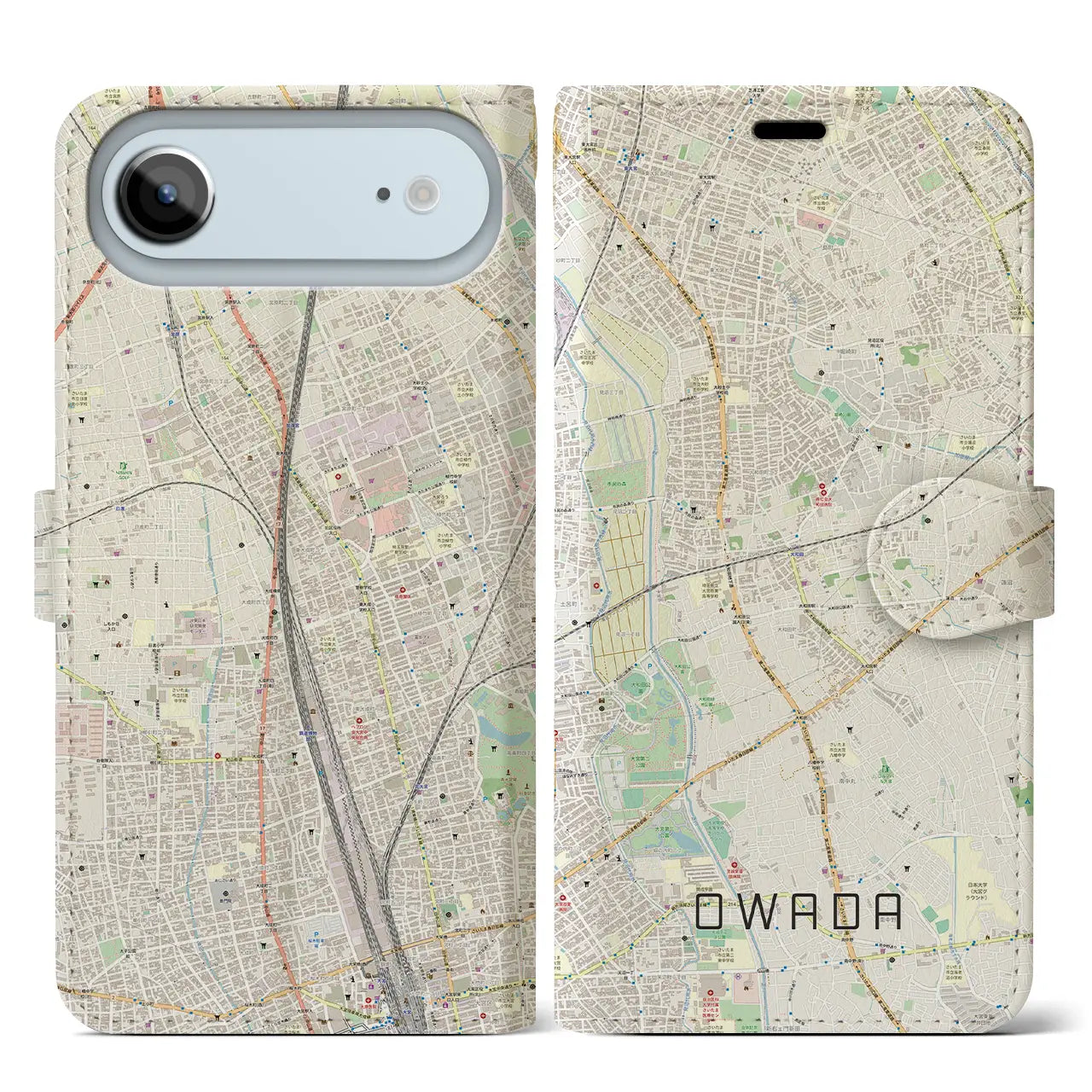 【大和田（埼玉県）】地図柄iPhoneケース（手帳タイプ）