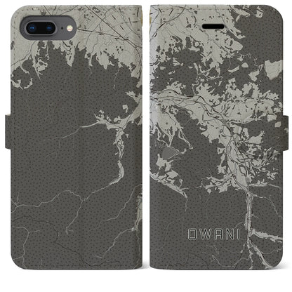 【大鰐（青森県）】地図柄iPhoneケース（手帳タイプ）モノトーン・iPhone 8Plus /7Plus / 6sPlus / 6Plus 用