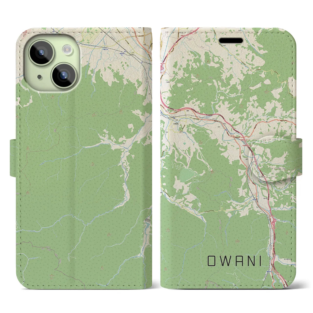 【大鰐（青森県）】地図柄iPhoneケース（手帳タイプ）