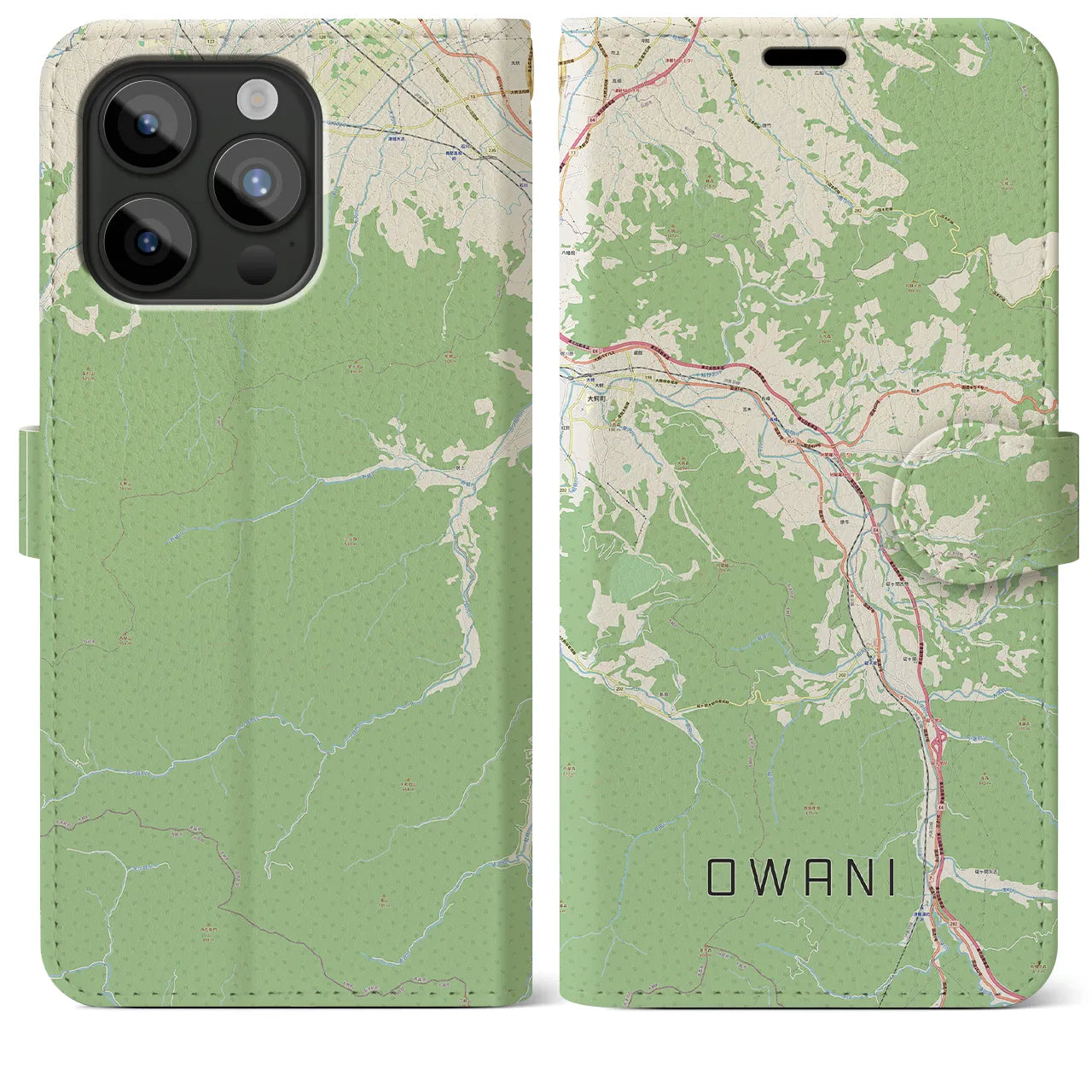 【大鰐（青森県）】地図柄iPhoneケース（手帳タイプ）