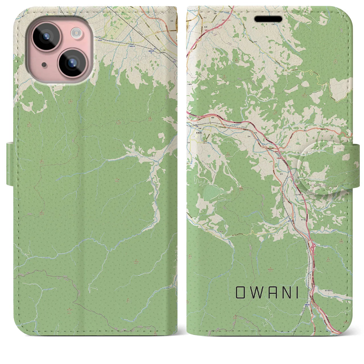 【大鰐（青森県）】地図柄iPhoneケース（手帳タイプ）