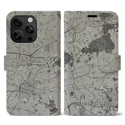 【尾張旭（愛知県）】地図柄iPhoneケース（手帳タイプ）モノトーン・iPhone 16 用