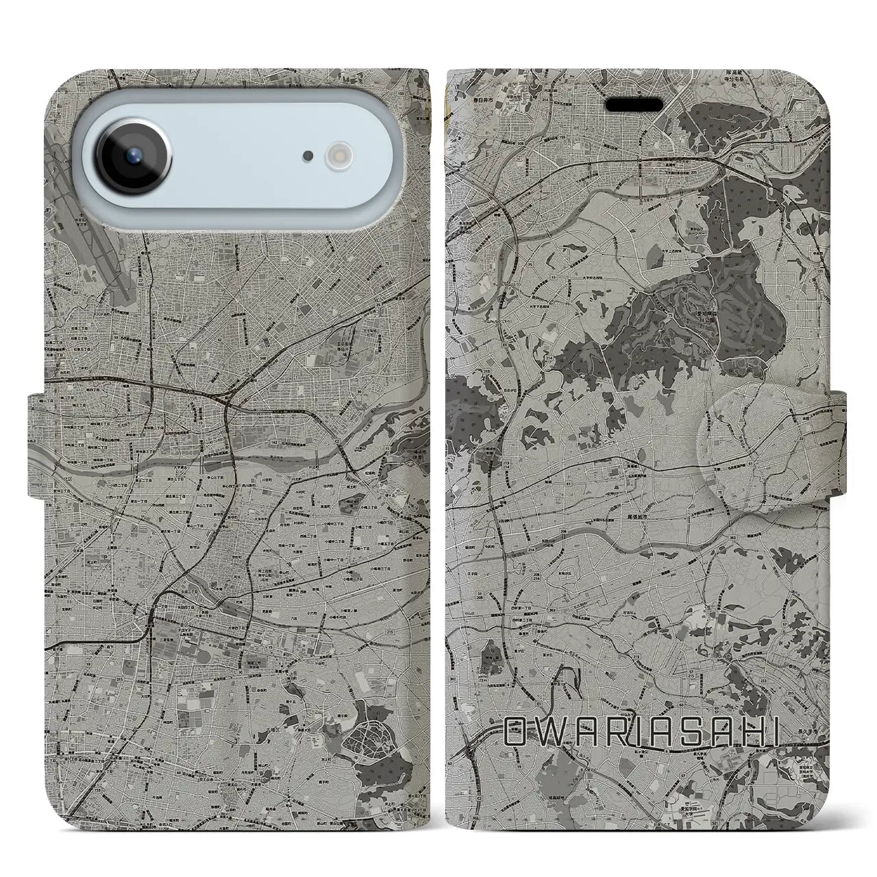 【尾張旭（愛知県）】地図柄iPhoneケース（手帳タイプ）