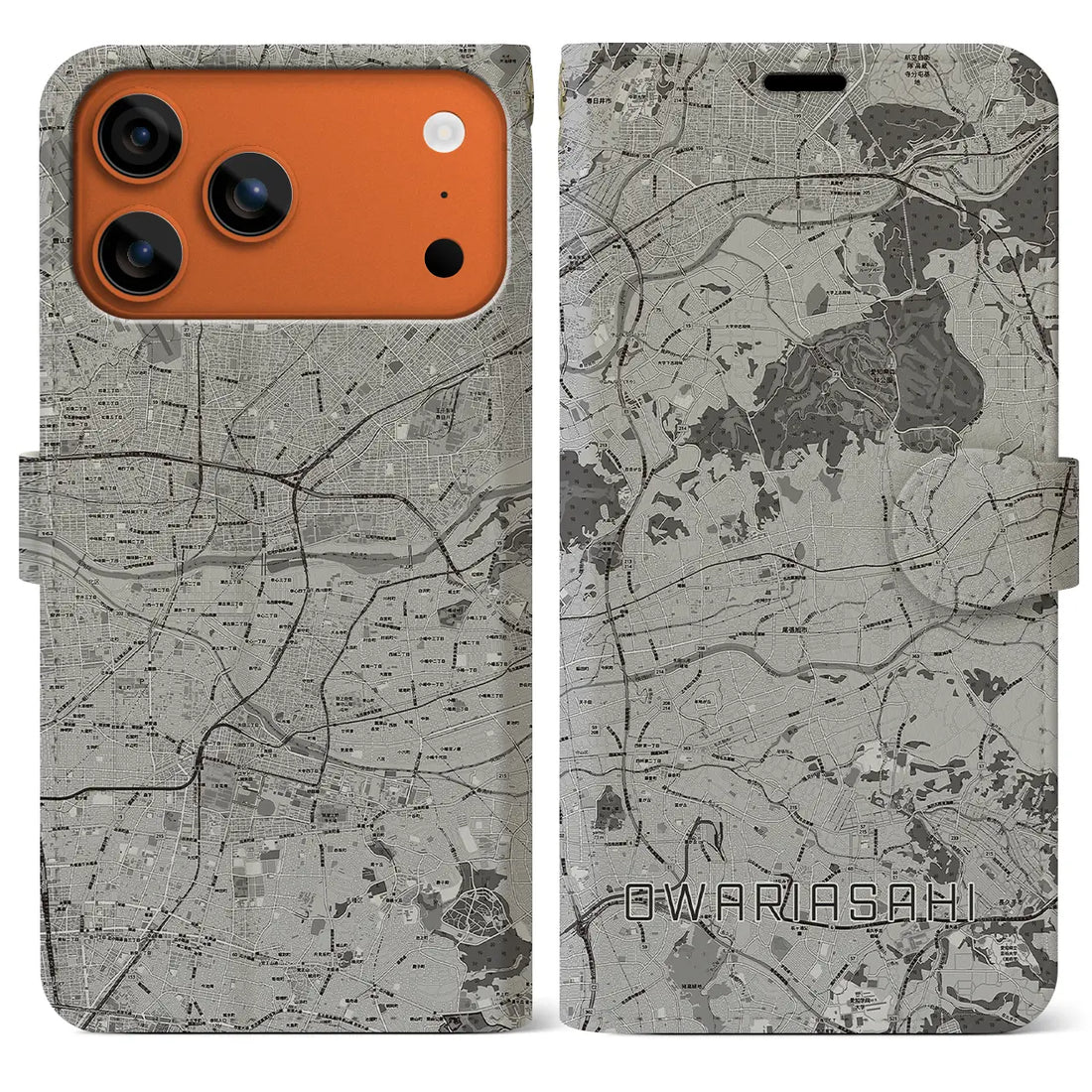 【尾張旭（愛知県）】地図柄iPhoneケース（手帳タイプ）