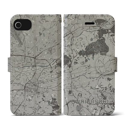 【尾張旭（愛知県）】地図柄iPhoneケース（手帳タイプ）モノトーン・iPhone SE（第3 / 第2世代） / 8 / 7 / 6s / 6 用