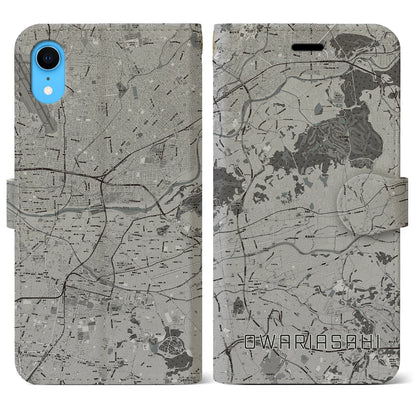 【尾張旭（愛知県）】地図柄iPhoneケース（手帳タイプ）モノトーン・iPhone XR 用