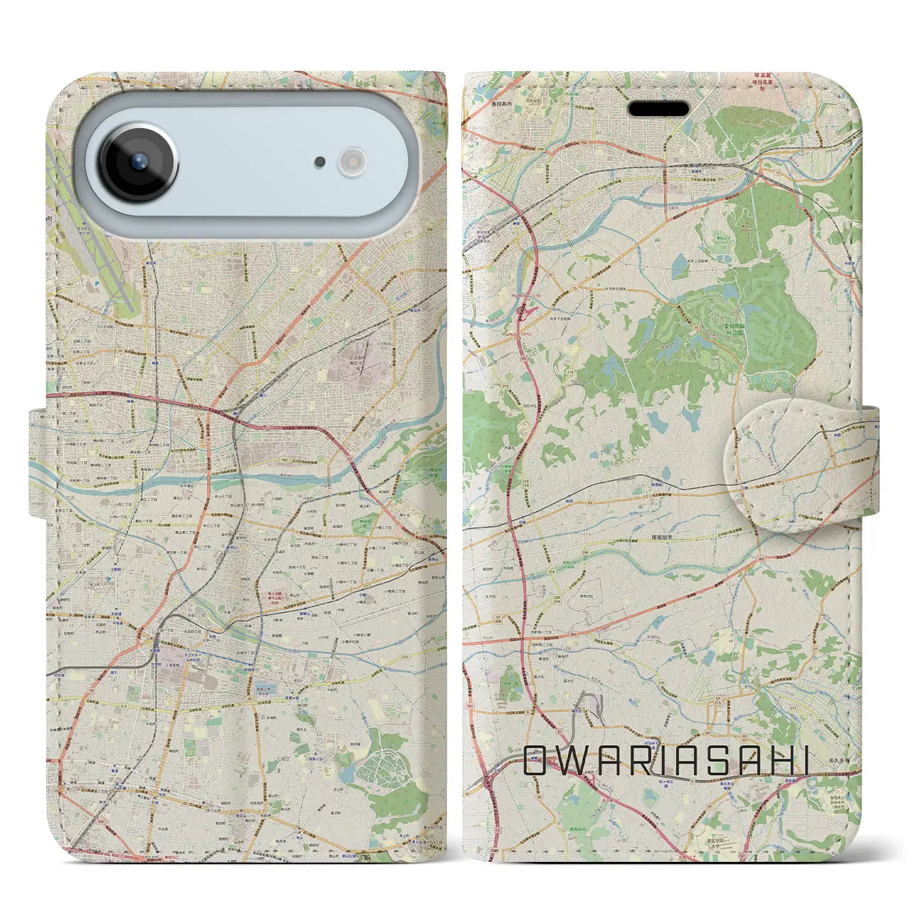 【尾張旭（愛知県）】地図柄iPhoneケース（手帳タイプ）