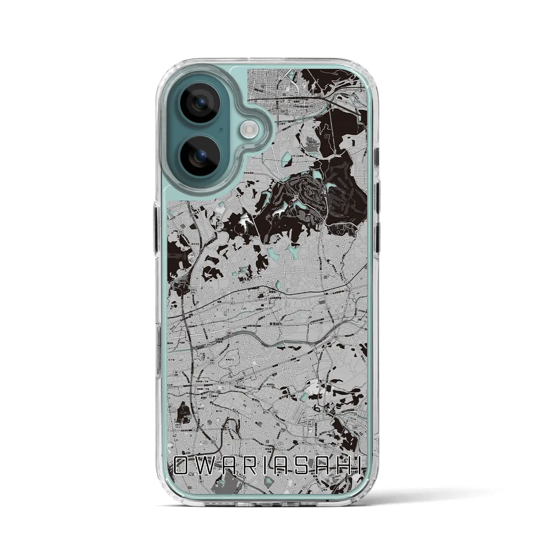 【尾張旭(愛知県)】地図柄iPhoneケース(MagSafeタイプ)モノトーン・iPhone 16 Pro 用