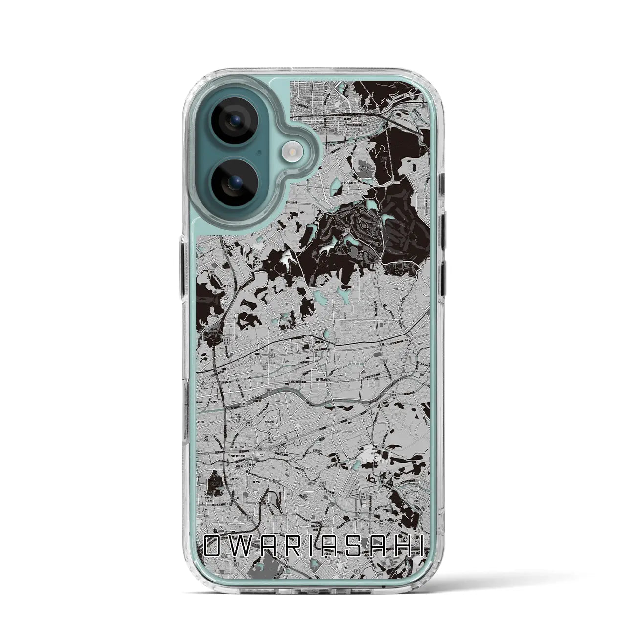 【尾張旭（愛知県）】地図柄iPhoneケース（MagSafeタイプ）モノトーン・iPhone 16 Pro 用