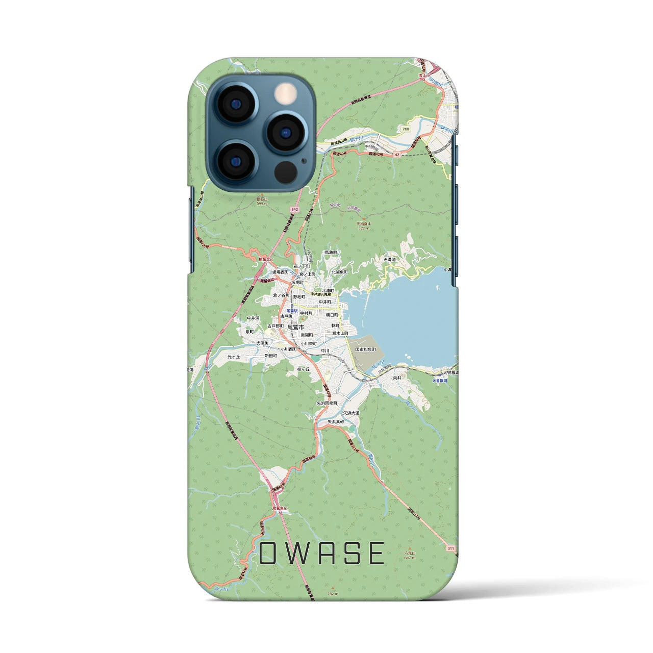 【尾鷲2（三重県）】地図柄iPhoneケース（バックカバータイプ）ナチュラル・iPhone 12 / 12 Pro 用