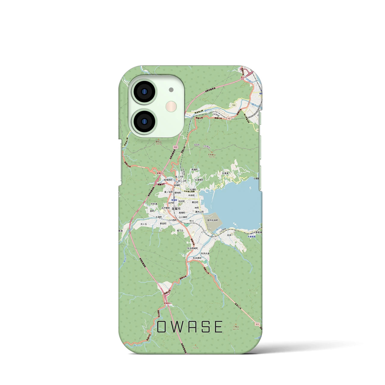 【尾鷲2（三重県）】地図柄iPhoneケース（バックカバータイプ）ナチュラル・iPhone 12 mini 用