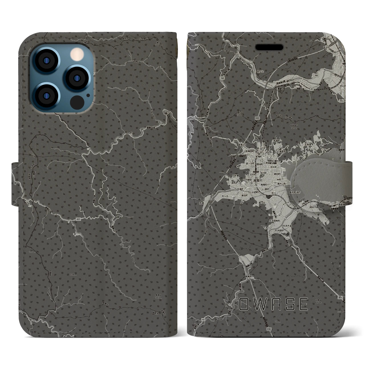 【尾鷲2（三重県）】地図柄iPhoneケース（手帳タイプ）