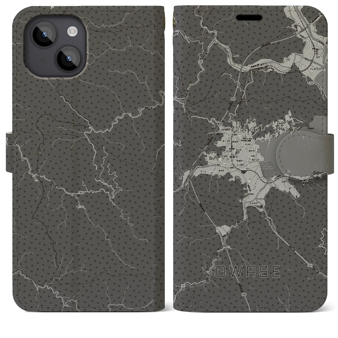 【尾鷲2（三重県）】地図柄iPhoneケース（手帳タイプ）