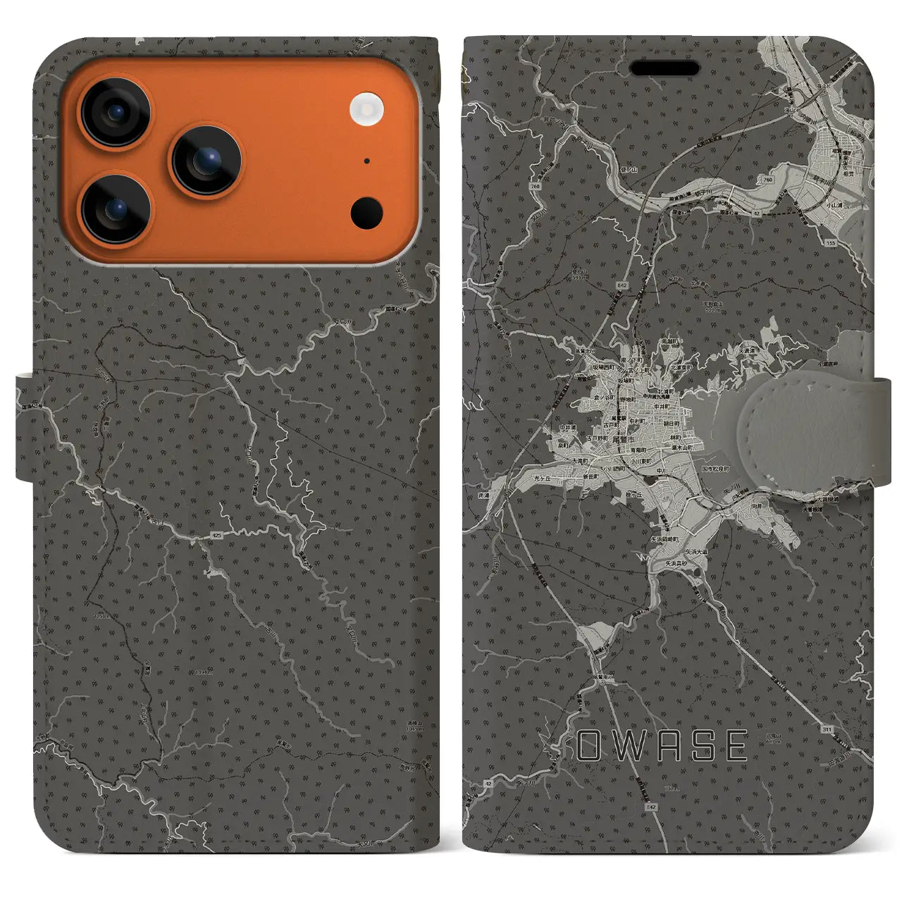 【尾鷲2（三重県）】地図柄iPhoneケース（手帳タイプ）