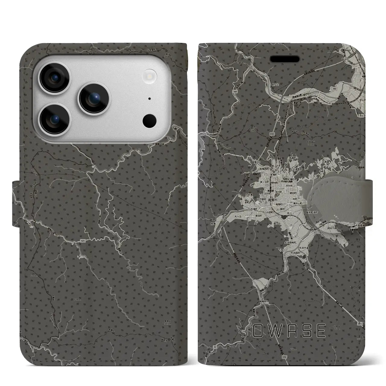 【尾鷲2（三重県）】地図柄iPhoneケース（手帳タイプ）