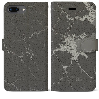 【尾鷲2（三重県）】地図柄iPhoneケース（手帳タイプ）モノトーン・iPhone 8Plus /7Plus / 6sPlus / 6Plus 用