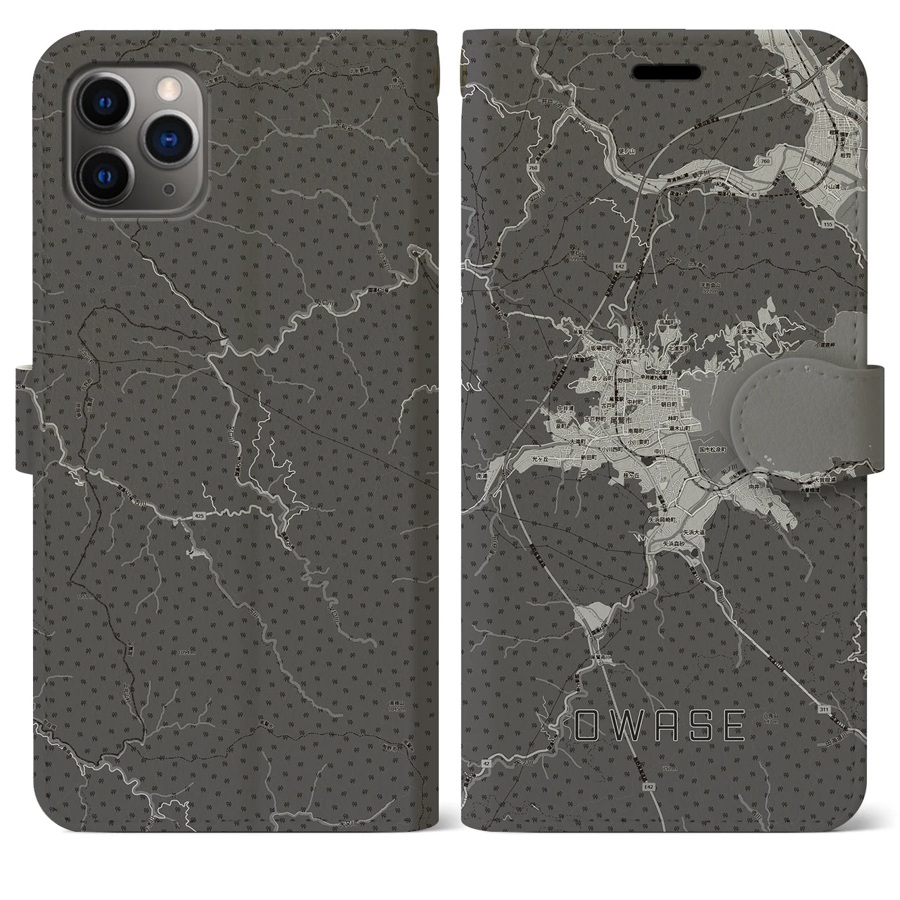 【尾鷲2（三重県）】地図柄iPhoneケース（手帳タイプ）