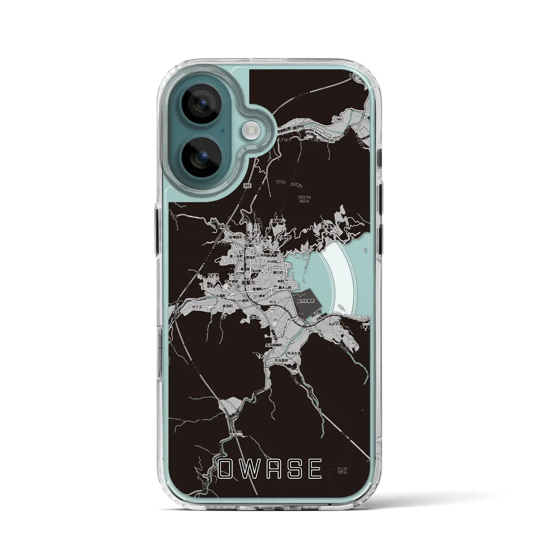 【尾鷲2(三重県)】地図柄iPhoneケース(MagSafeタイプ)モノトーン・iPhone 16 Pro 用