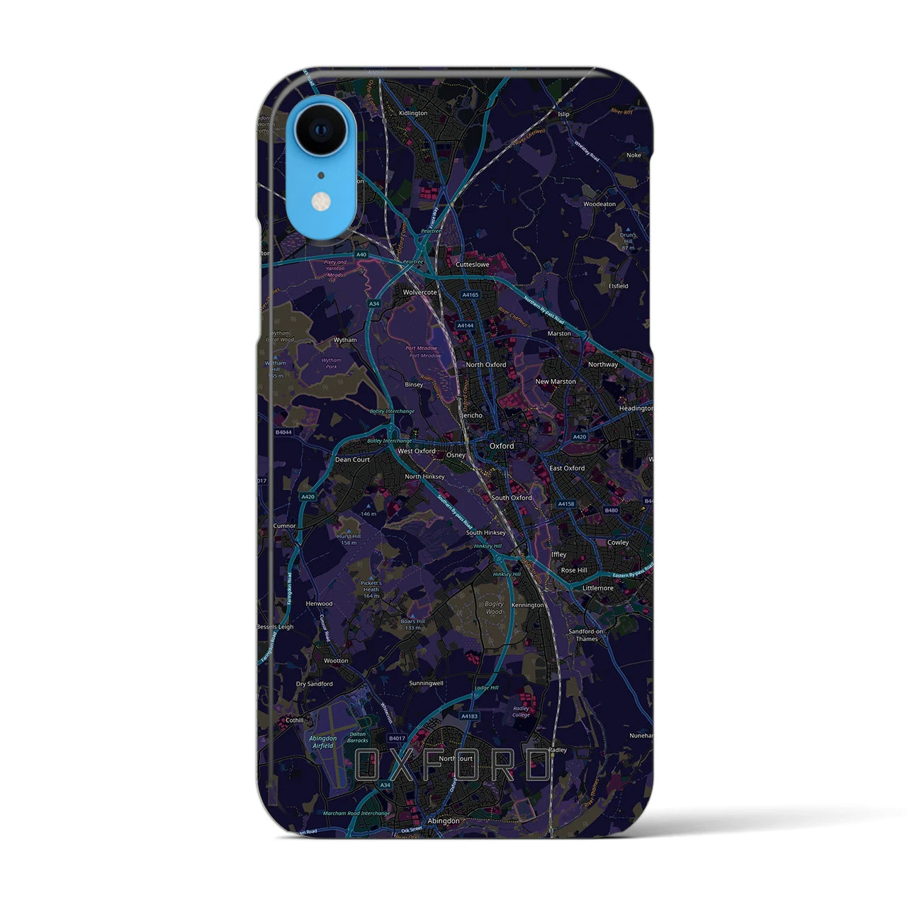 【オックスフォード（イギリス）】地図柄iPhoneケース（バックカバータイプ）ブラック・iPhone XR 用