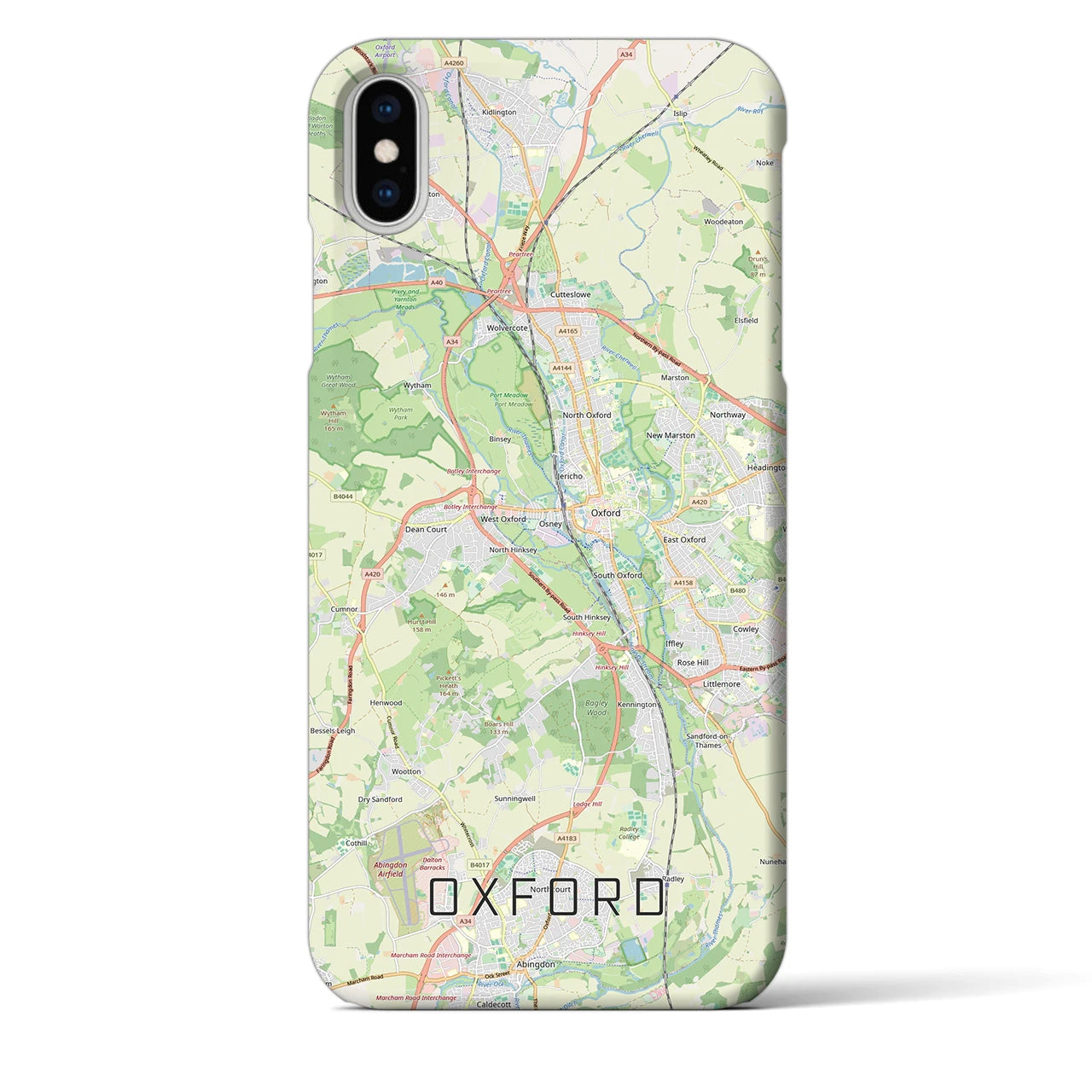 【オックスフォード（イギリス）】地図柄iPhoneケース（バックカバータイプ）ナチュラル・iPhone XS Max 用