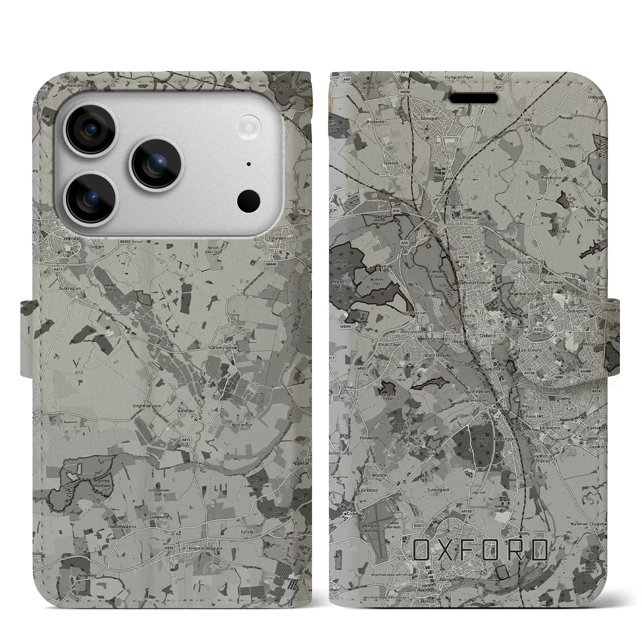 【オックスフォード（イギリス）】地図柄iPhoneケース（手帳タイプ）