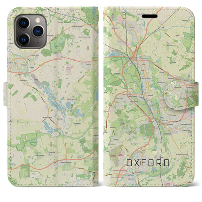 【オックスフォード（イギリス）】地図柄iPhoneケース（手帳タイプ）ナチュラル・iPhone 11 Pro Max 用
