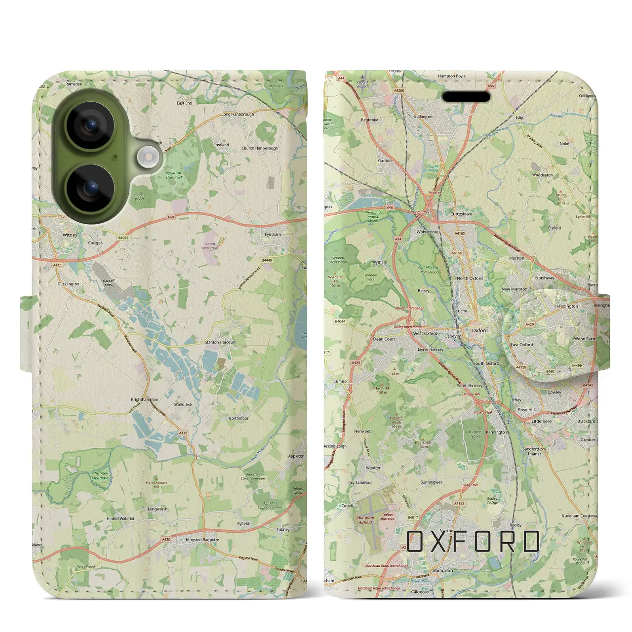 【オックスフォード（イギリス）】地図柄iPhoneケース（手帳タイプ）