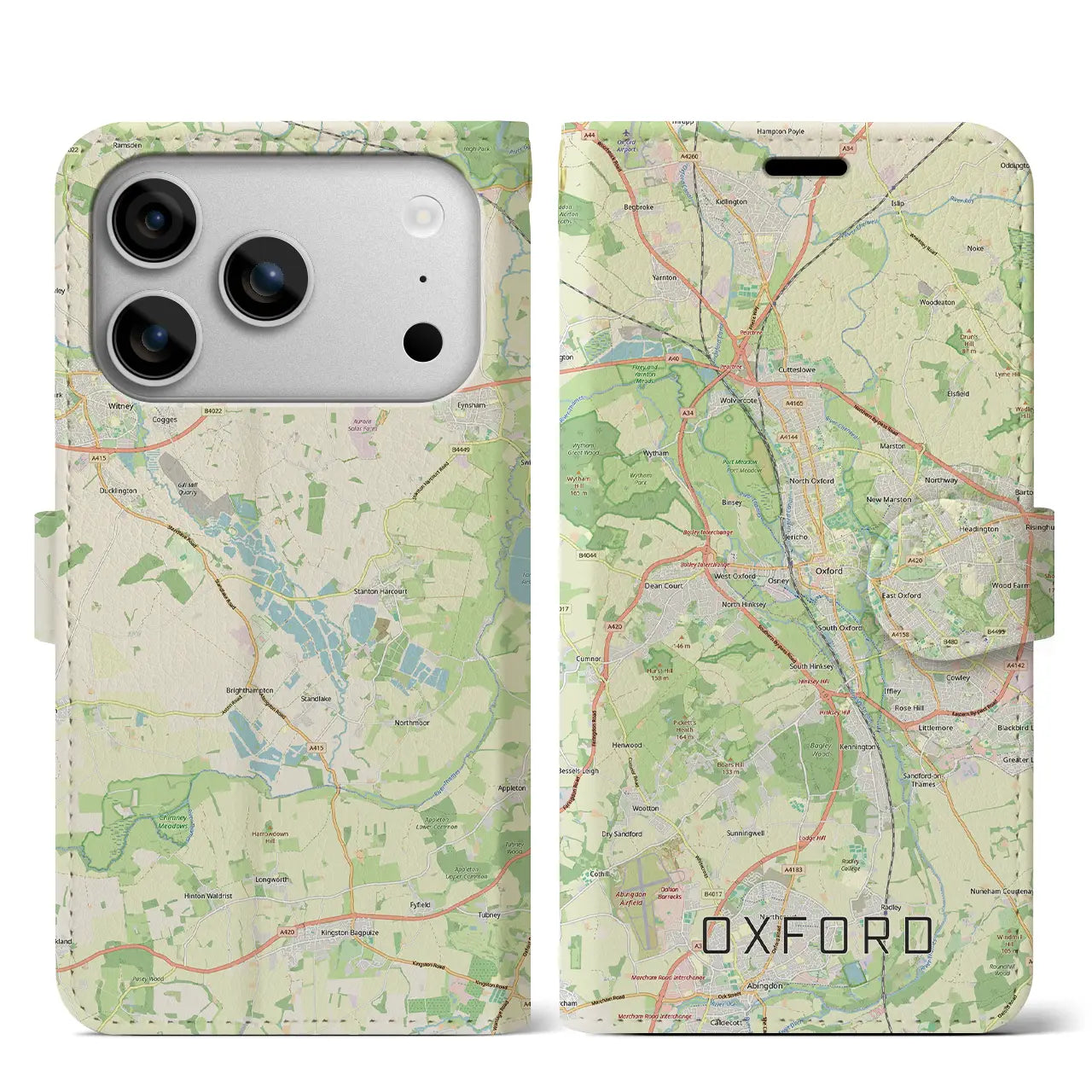 【オックスフォード（イギリス）】地図柄iPhoneケース（手帳タイプ）