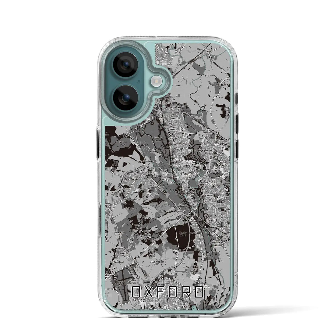 【オックスフォード(イギリス)】地図柄iPhoneケース(MagSafeタイプ)モノトーン・iPhone 16 Pro 用