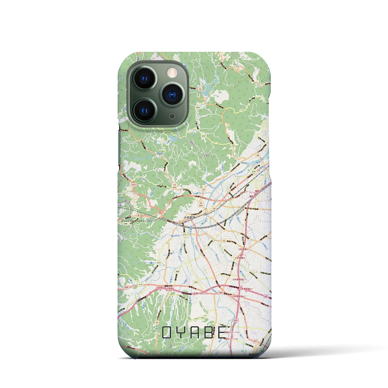 【小矢部（富山県）】地図柄iPhoneケース（バックカバータイプ）ナチュラル・iPhone 11 Pro 用