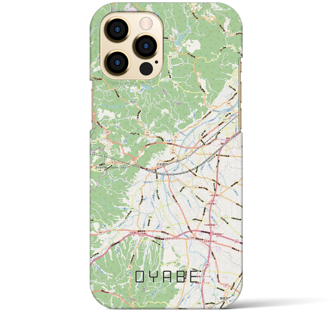 【小矢部（富山県）】地図柄iPhoneケース（バックカバータイプ）ナチュラル・iPhone 12 Pro Max 用