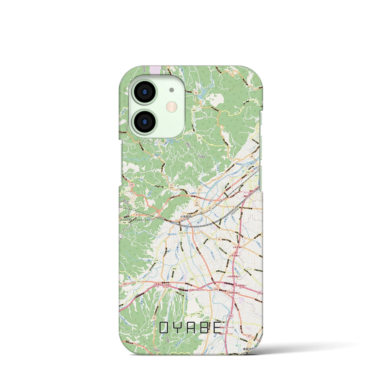 【小矢部（富山県）】地図柄iPhoneケース（バックカバータイプ）ナチュラル・iPhone 12 mini 用