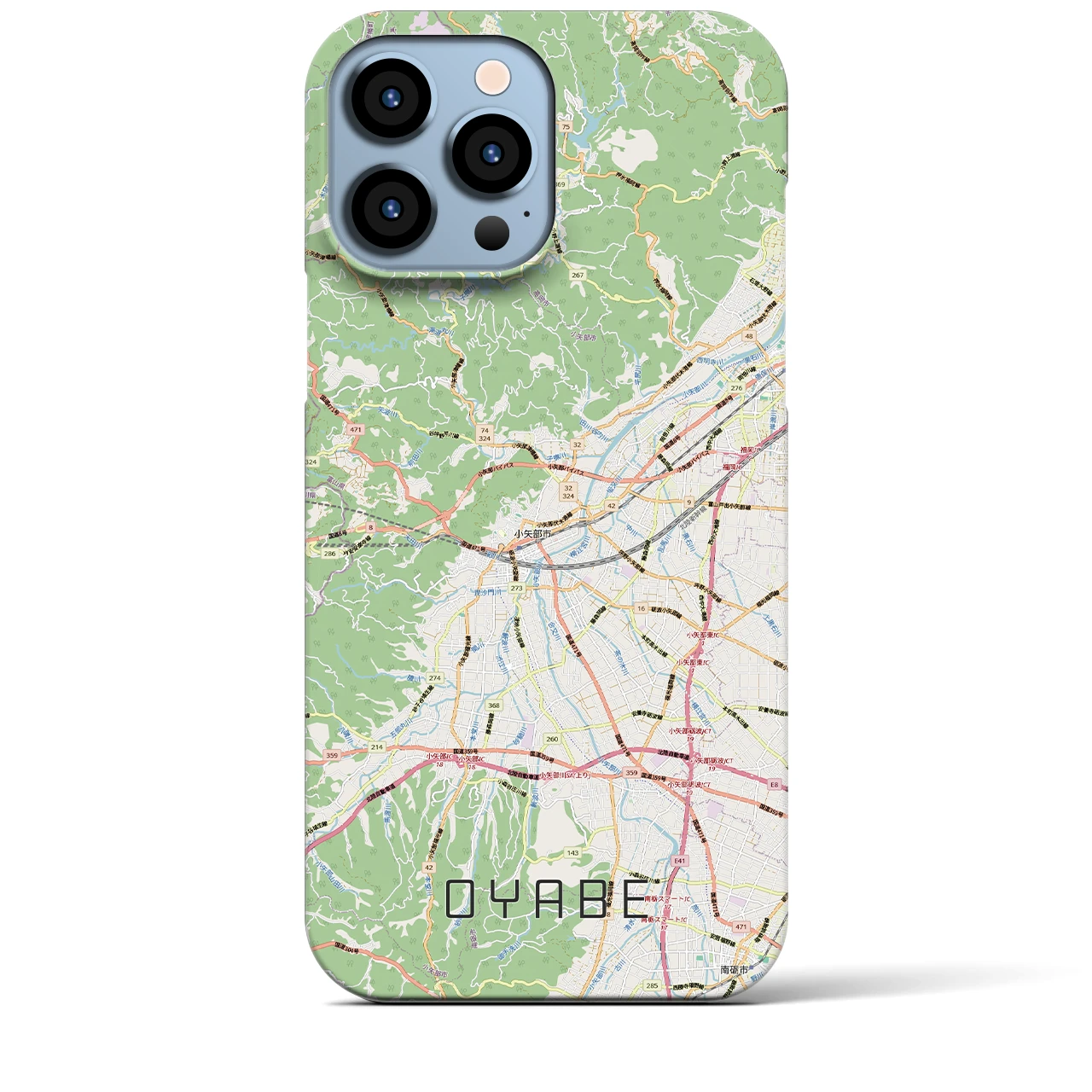 【小矢部（富山県）】地図柄iPhoneケース（バックカバータイプ）ナチュラル・iPhone 13 Pro Max 用