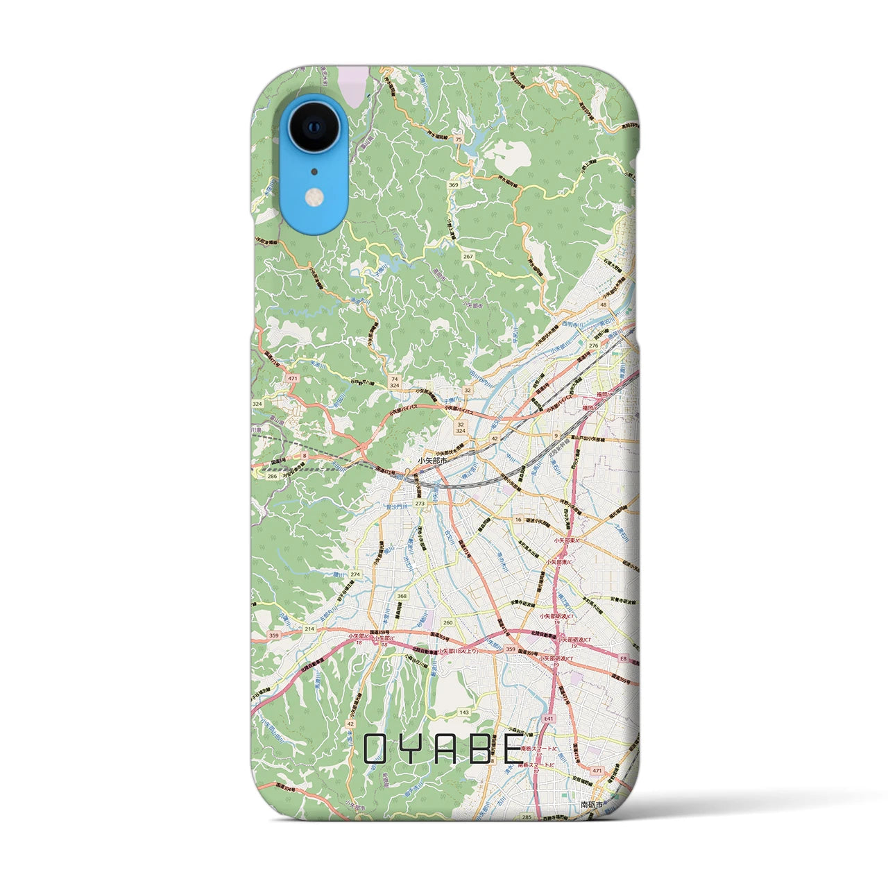 【小矢部（富山県）】地図柄iPhoneケース（バックカバータイプ）ナチュラル・iPhone XR 用