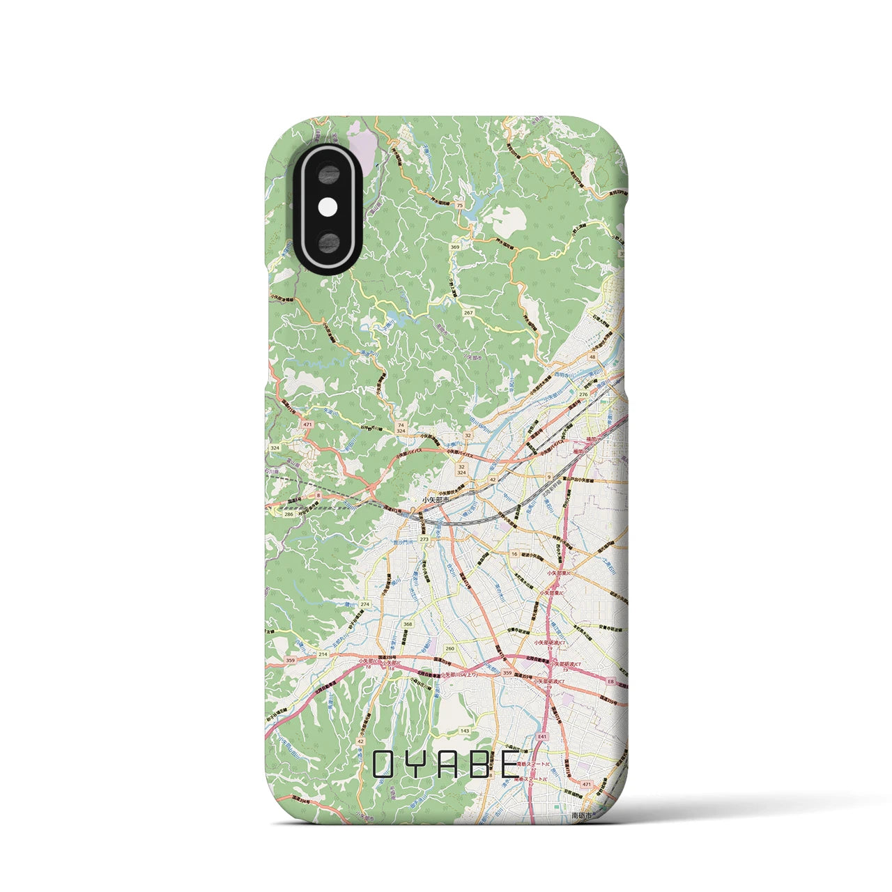 【小矢部（富山県）】地図柄iPhoneケース（バックカバータイプ）ナチュラル・iPhone XS / X 用