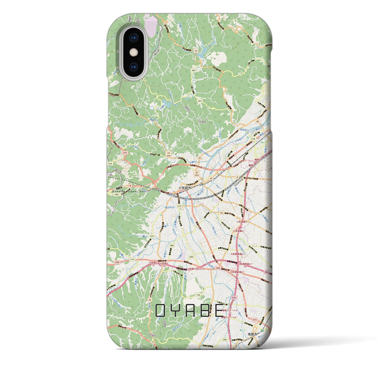 【小矢部（富山県）】地図柄iPhoneケース（バックカバータイプ）ナチュラル・iPhone XS Max 用