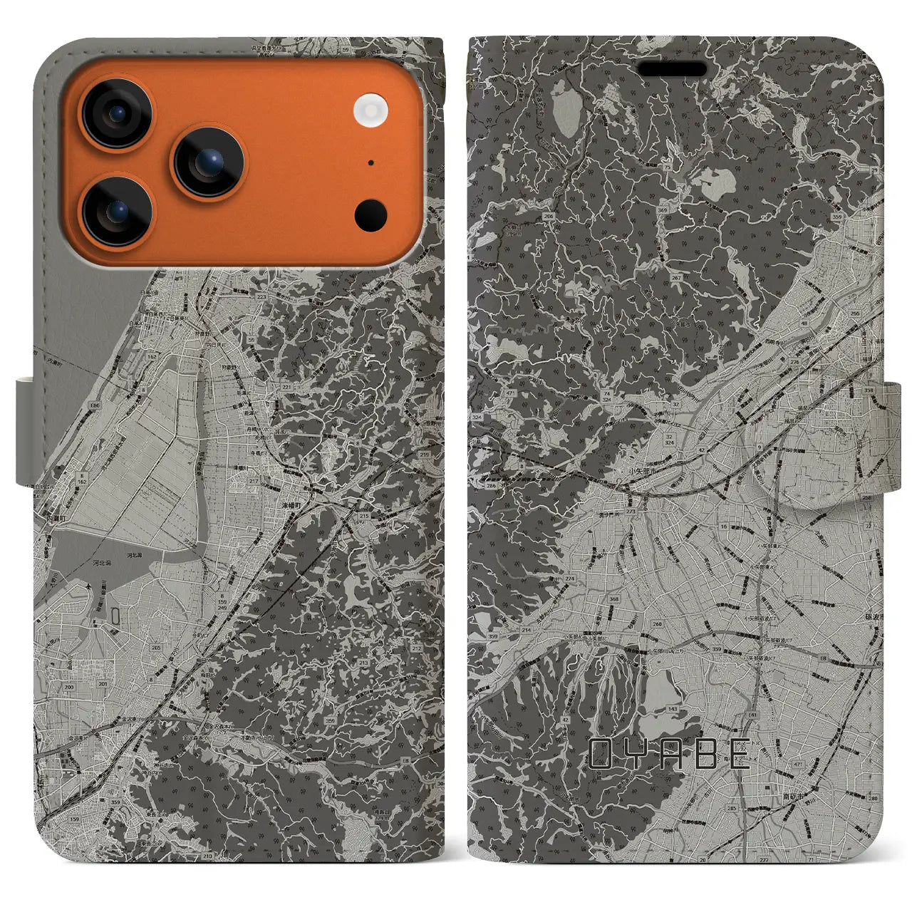 【小矢部（富山県）】地図柄iPhoneケース（手帳タイプ）