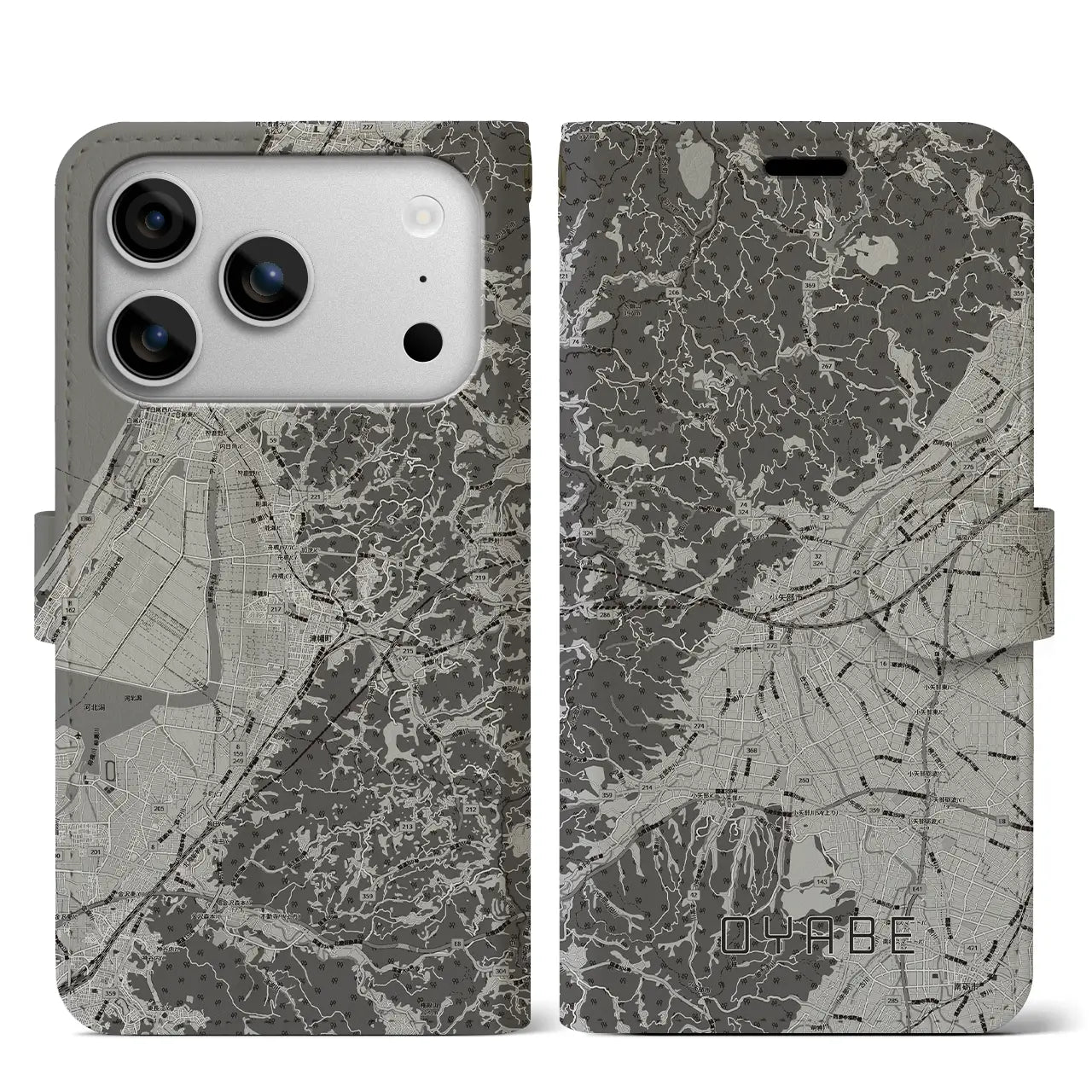 【小矢部（富山県）】地図柄iPhoneケース（手帳タイプ）