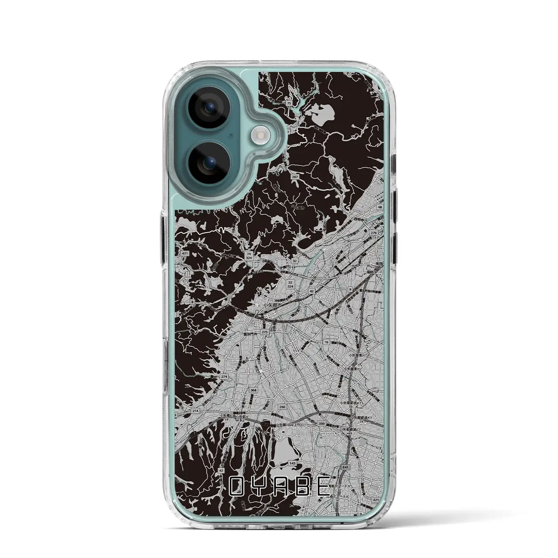 【小矢部(富山県)】地図柄iPhoneケース(MagSafeタイプ)モノトーン・iPhone 16 Pro 用