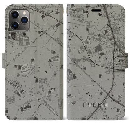 【大山（東京都）】地図柄iPhoneケース（手帳タイプ）モノトーン・iPhone 11 Pro Max 用