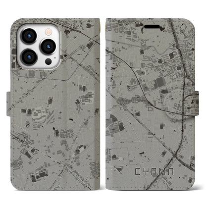 【大山（東京都）】地図柄iPhoneケース（手帳タイプ）モノトーン・iPhone 13 Pro 用