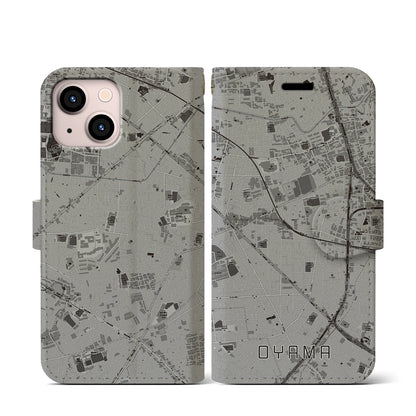 【大山（東京都）】地図柄iPhoneケース（手帳タイプ）モノトーン・iPhone 13 mini 用