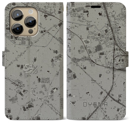 【大山（東京都）】地図柄iPhoneケース（手帳タイプ）モノトーン・iPhone 14 Pro Max 用