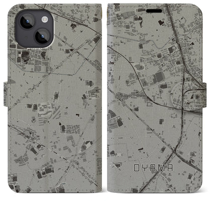 【大山（東京都）】地図柄iPhoneケース（手帳タイプ）モノトーン・iPhone 14 Plus 用