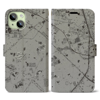 【大山（東京都）】地図柄iPhoneケース（手帳タイプ）モノトーン・iPhone 15 用