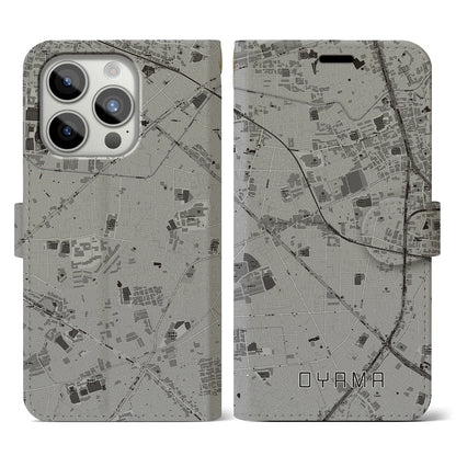 【大山（東京都）】地図柄iPhoneケース（手帳タイプ）モノトーン・iPhone 15 Pro 用