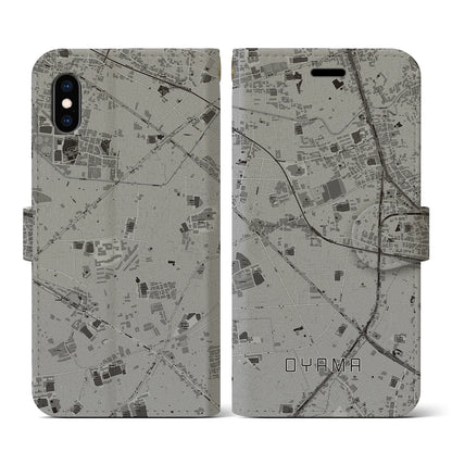 【大山（東京都）】地図柄iPhoneケース（手帳タイプ）モノトーン・iPhone XS / X 用