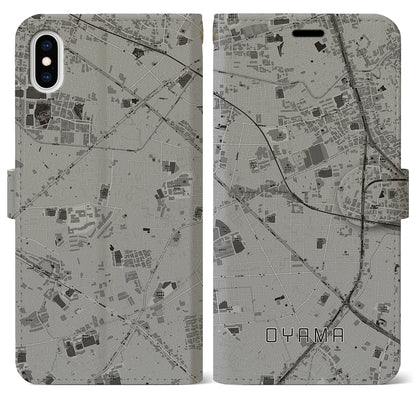 【大山（東京都）】地図柄iPhoneケース（手帳タイプ）モノトーン・iPhone XS Max 用