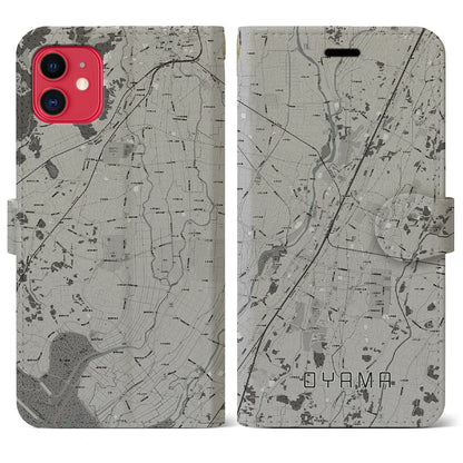 【小山（栃木県）】地図柄iPhoneケース（手帳タイプ）モノトーン・iPhone 11 用