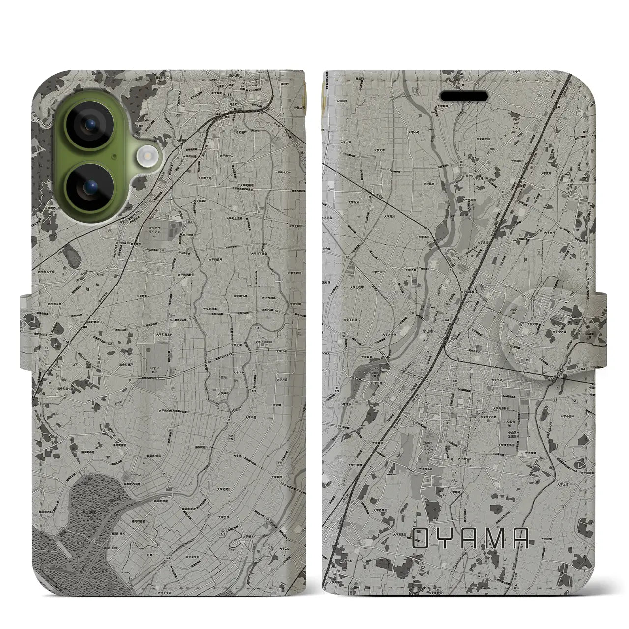 【小山（栃木県）】地図柄iPhoneケース（手帳タイプ）